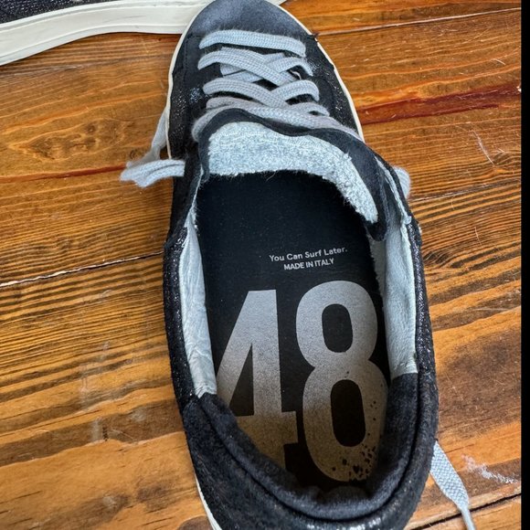 PP48 Jack Fujy Low Top Black Suede & Metallic "Hand -Distressed"Size 8 - Picture 8 of 16